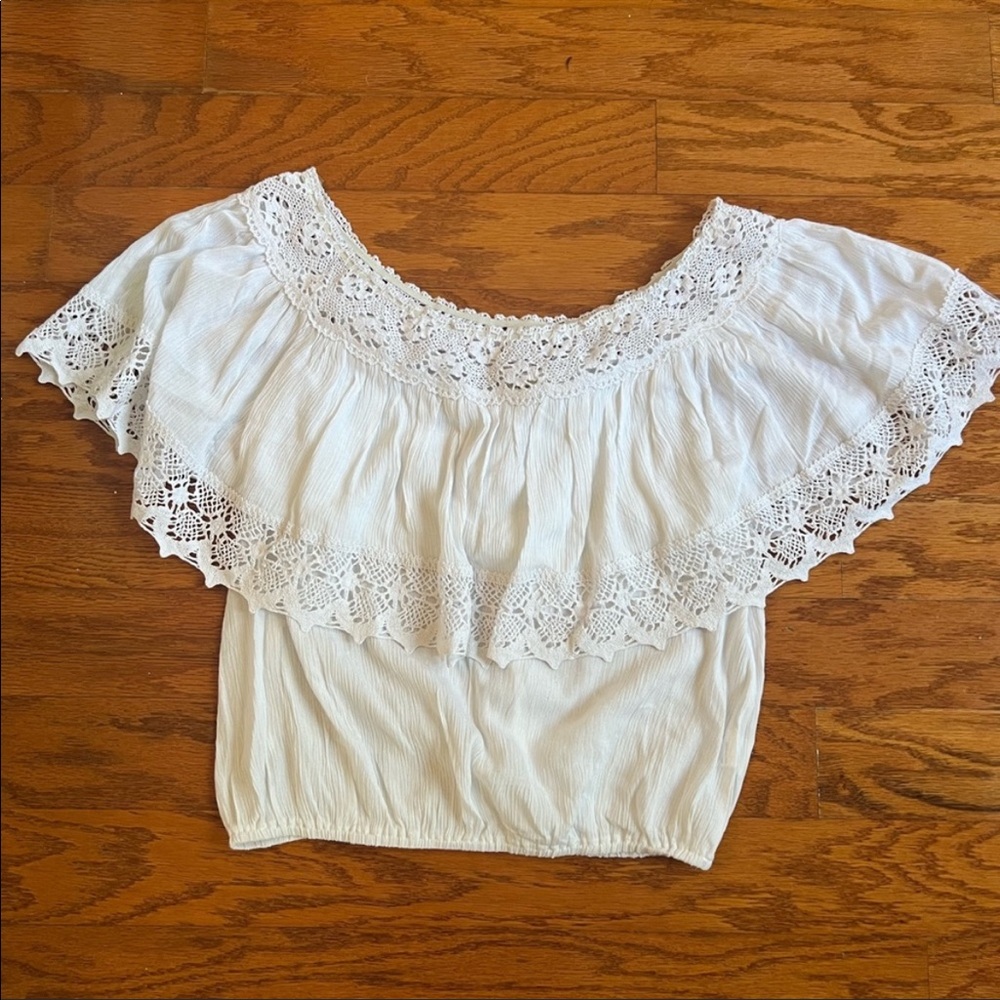 NWT L.A.Hearts by PacSun sz small off the shoulder lace white crop top